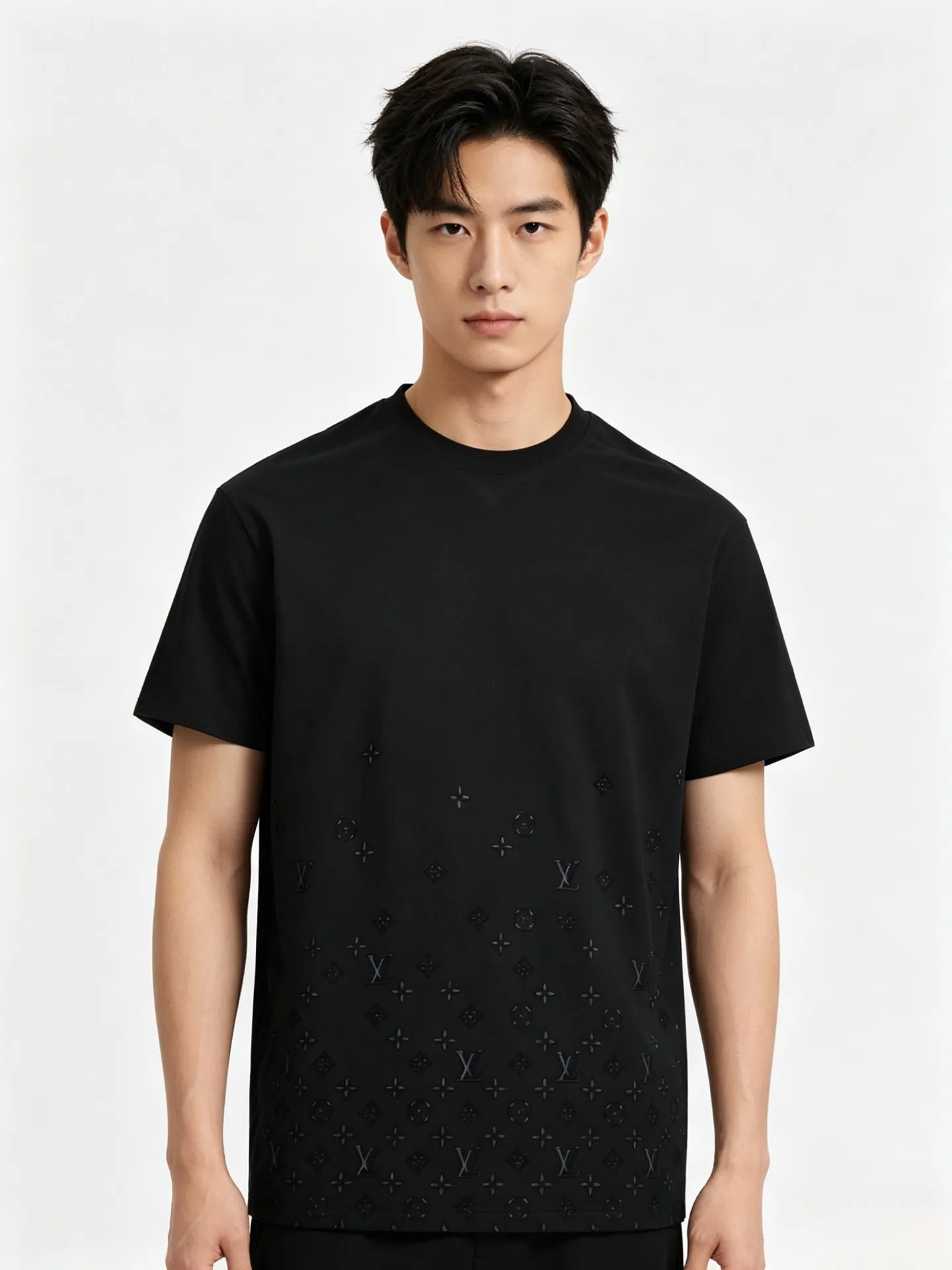 Louis Vuitton/Louis Vuitton 26ss flocked presbyopia hollow gradient short sleeves